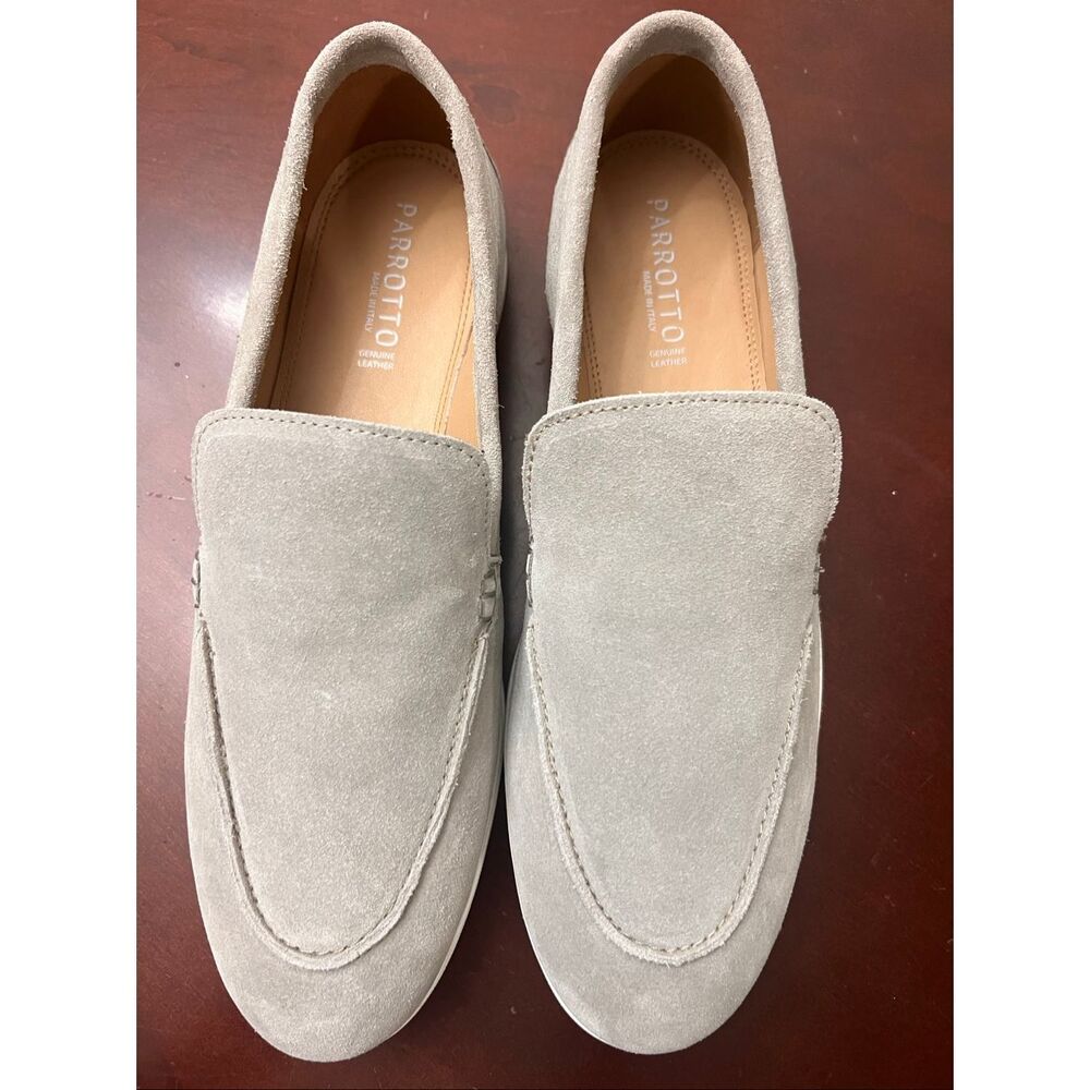Parrotto Grey Italian Leather/Suede Slip-On Shoes Men's Size 9